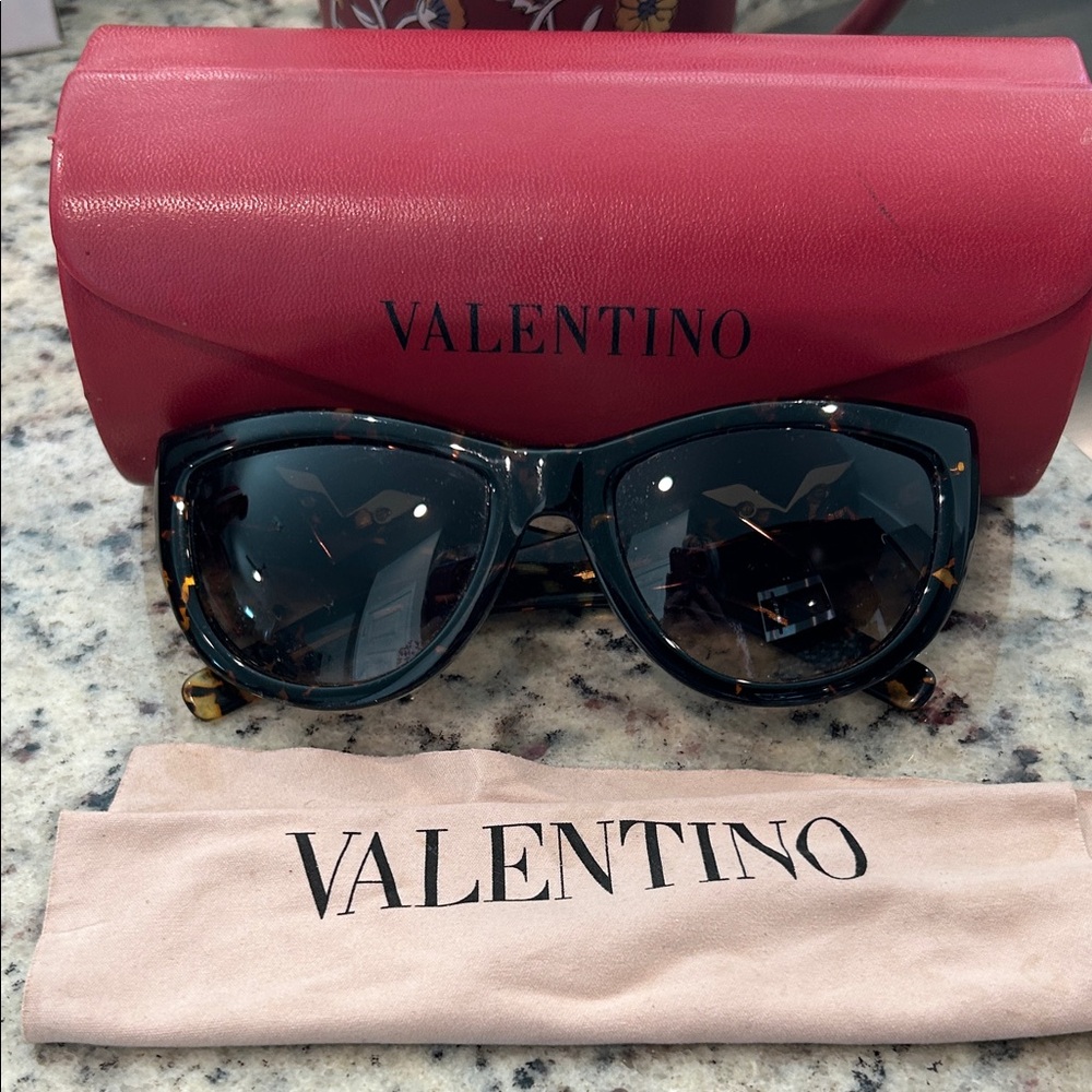 Valentino Black and Brown Sunglasses with case and cloth